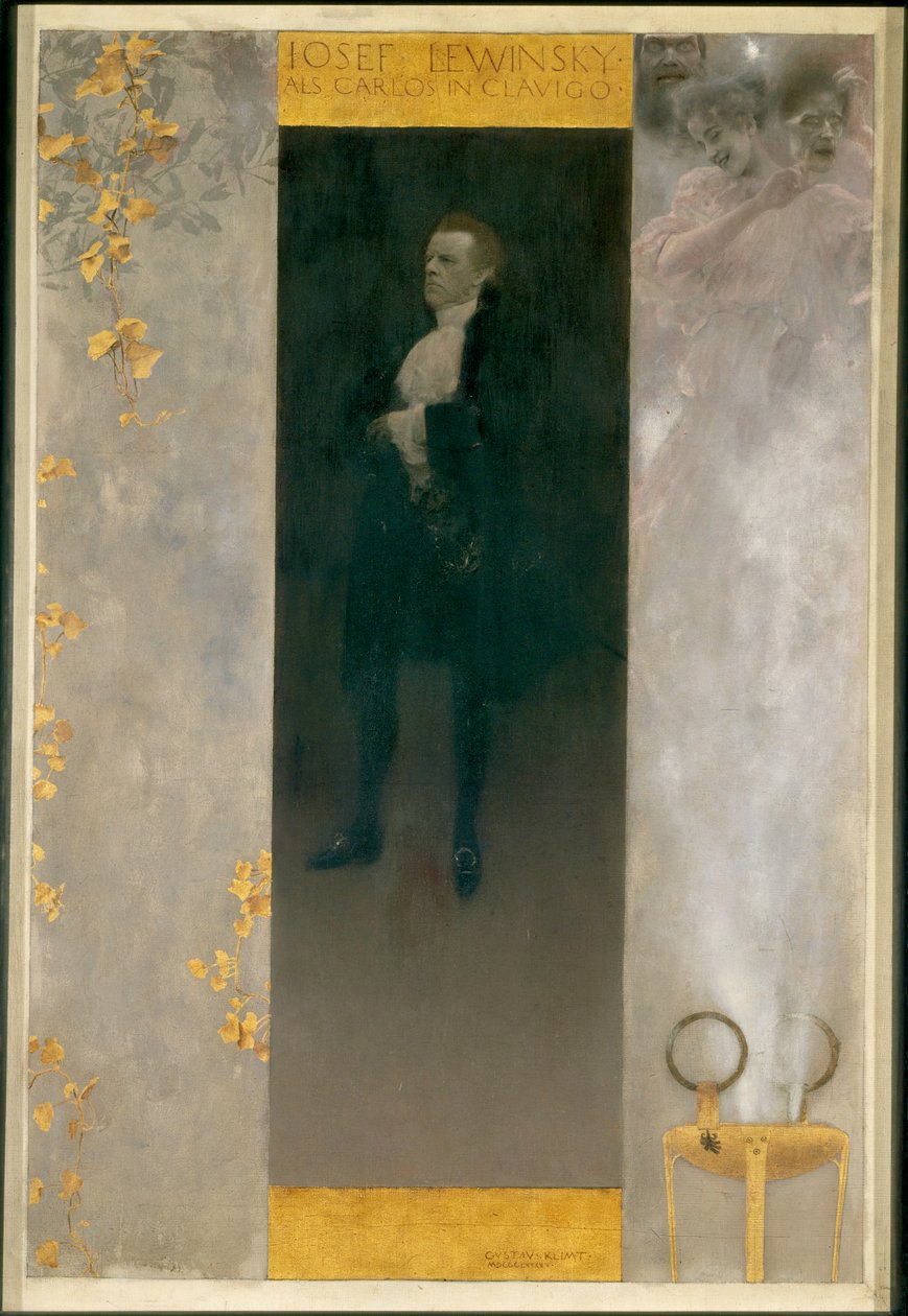O ator Josef Lewinsky no papel de Carlos em "Clavigo" de Goethe de Gustav Klimt