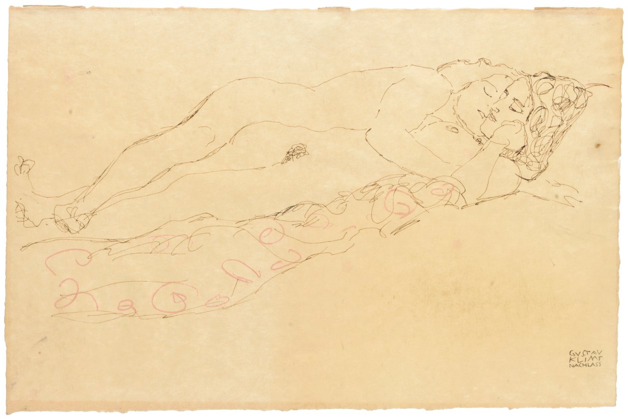 Dois nus reclináveis, c.1913 de Gustav Klimt