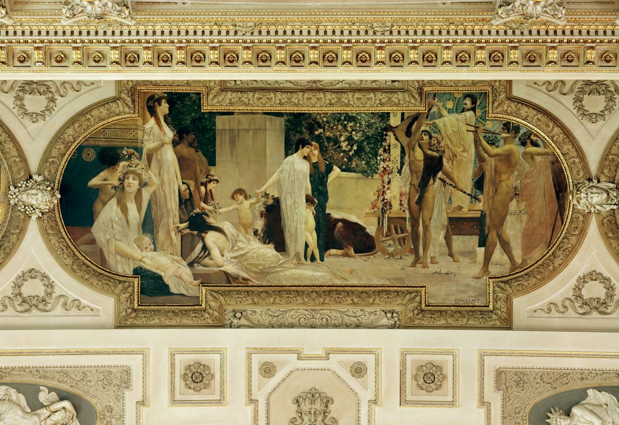Vienna Burgtheater (Teatro da Corte), fresco do teto, pormenor de Gustav Klimt