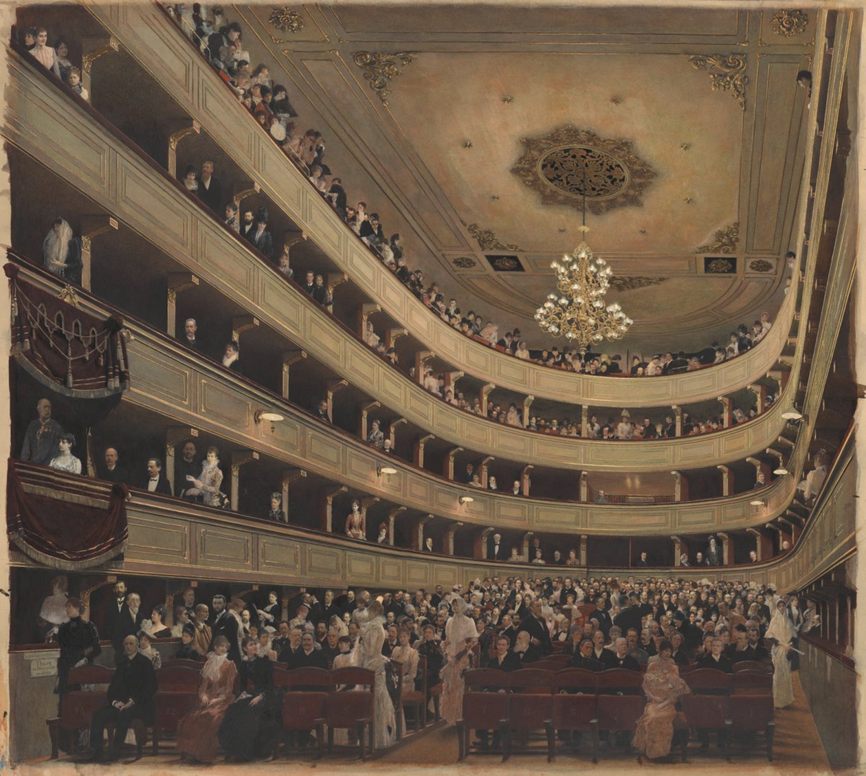 Sala de espectadores no antigo Burgtheater de Gustav Klimt