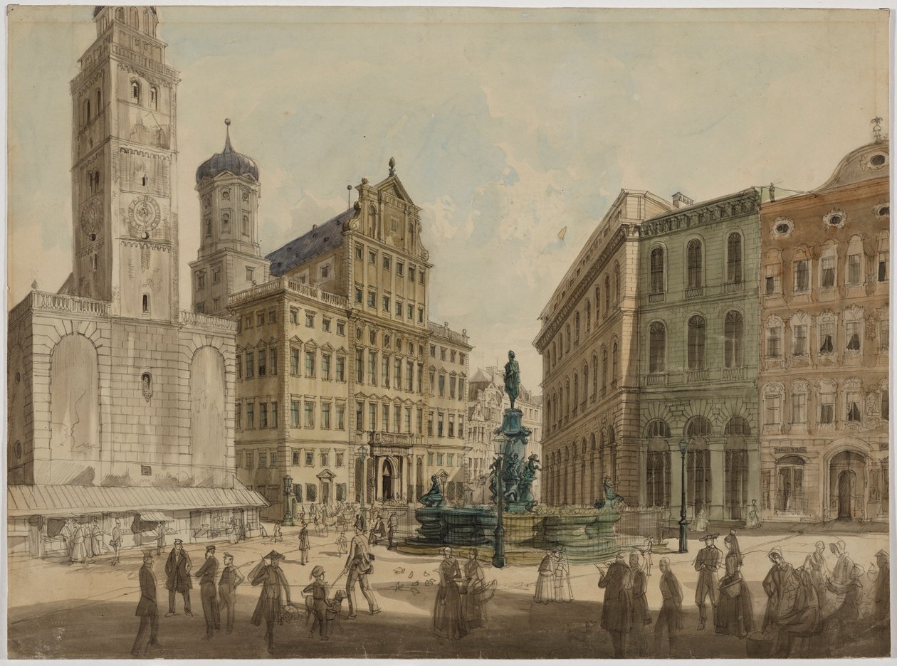 Torre Perlach e Câmara Municipal de Augsburg de Gustav Kraus