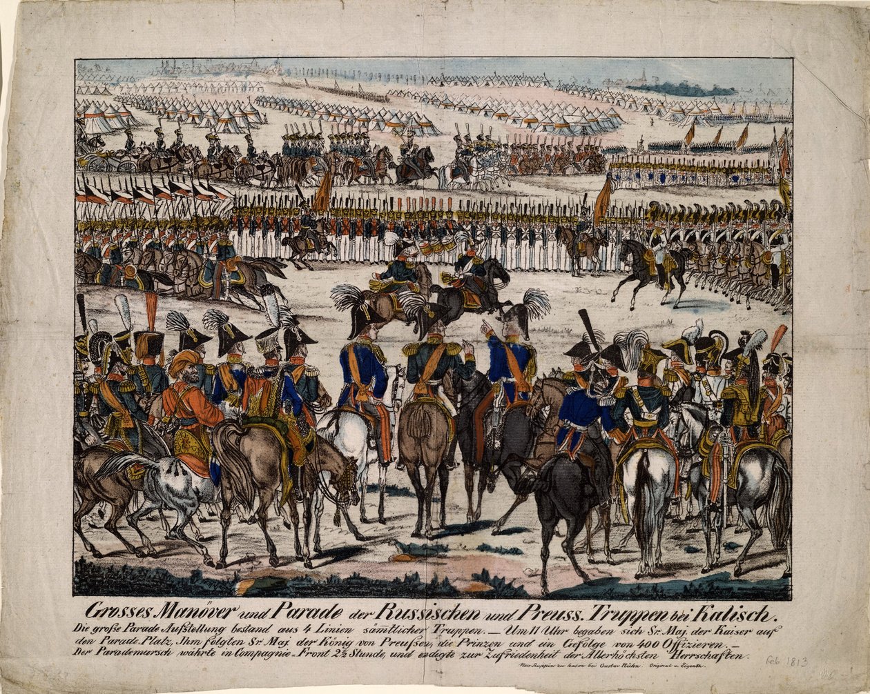 Parada russo-prussiana em Kalisz 1835, c. 1850 de Gustav Kühn