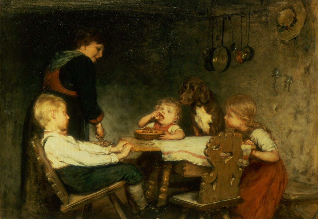 Hora do Chá (óleo no painel) de Gustav Laeverenz