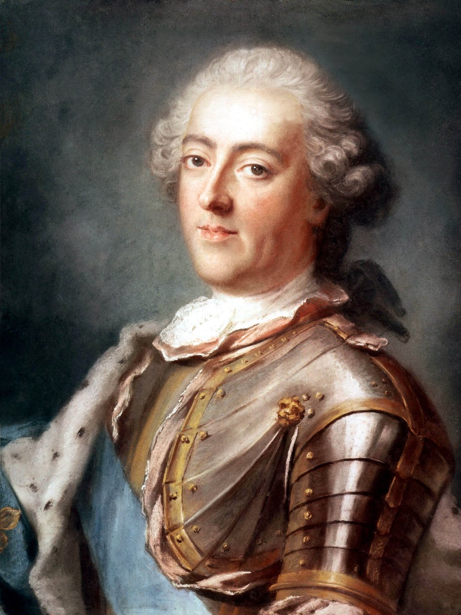 rei francês Luís XV (1710-1774) rei em 1715-1774 c.740 (pastel) de Gustav Lundberg