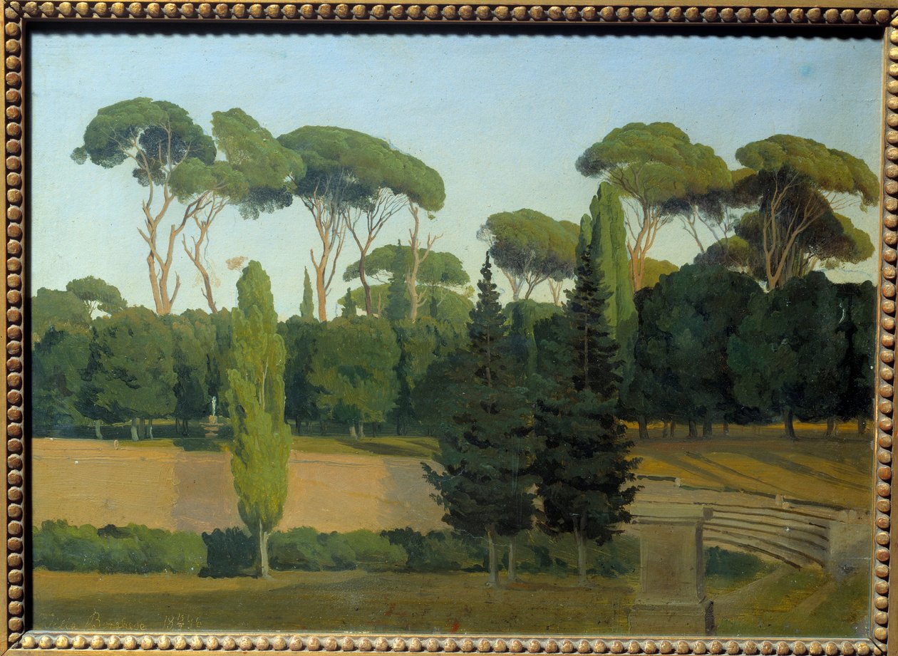 Nos jardins da Villa Borghese. Pintura de Gustaf Wilhem Palm (1810 - 1890) Ec. Sued. de Gustav Palm