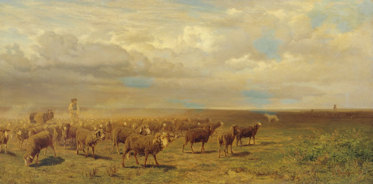 Rebanho de ovelhas no Puszta de Gustav Ranzoni