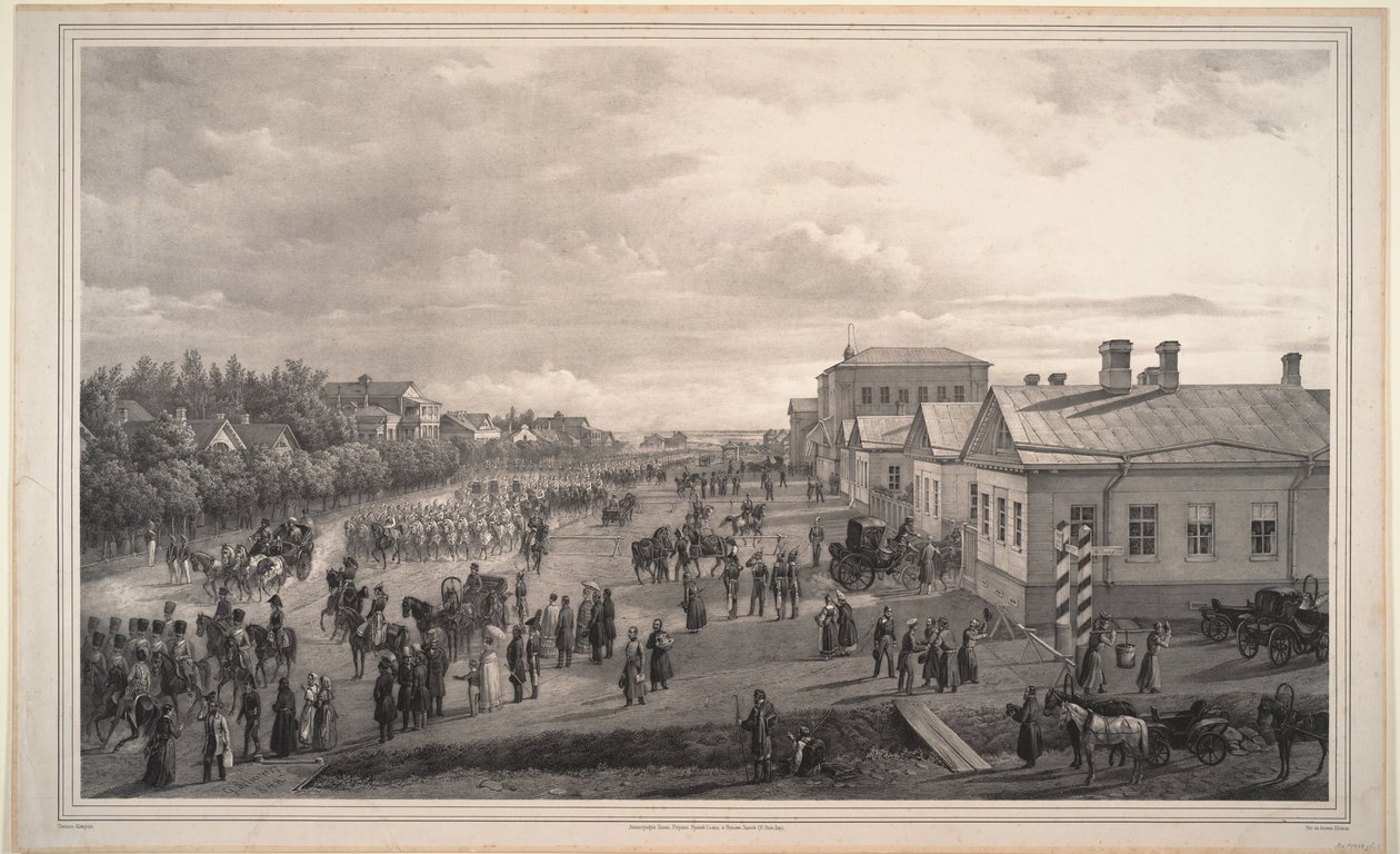 Desfile do Chevalier Gardes através de Krasnoye Selo, 1848 de Gustav Schwarz