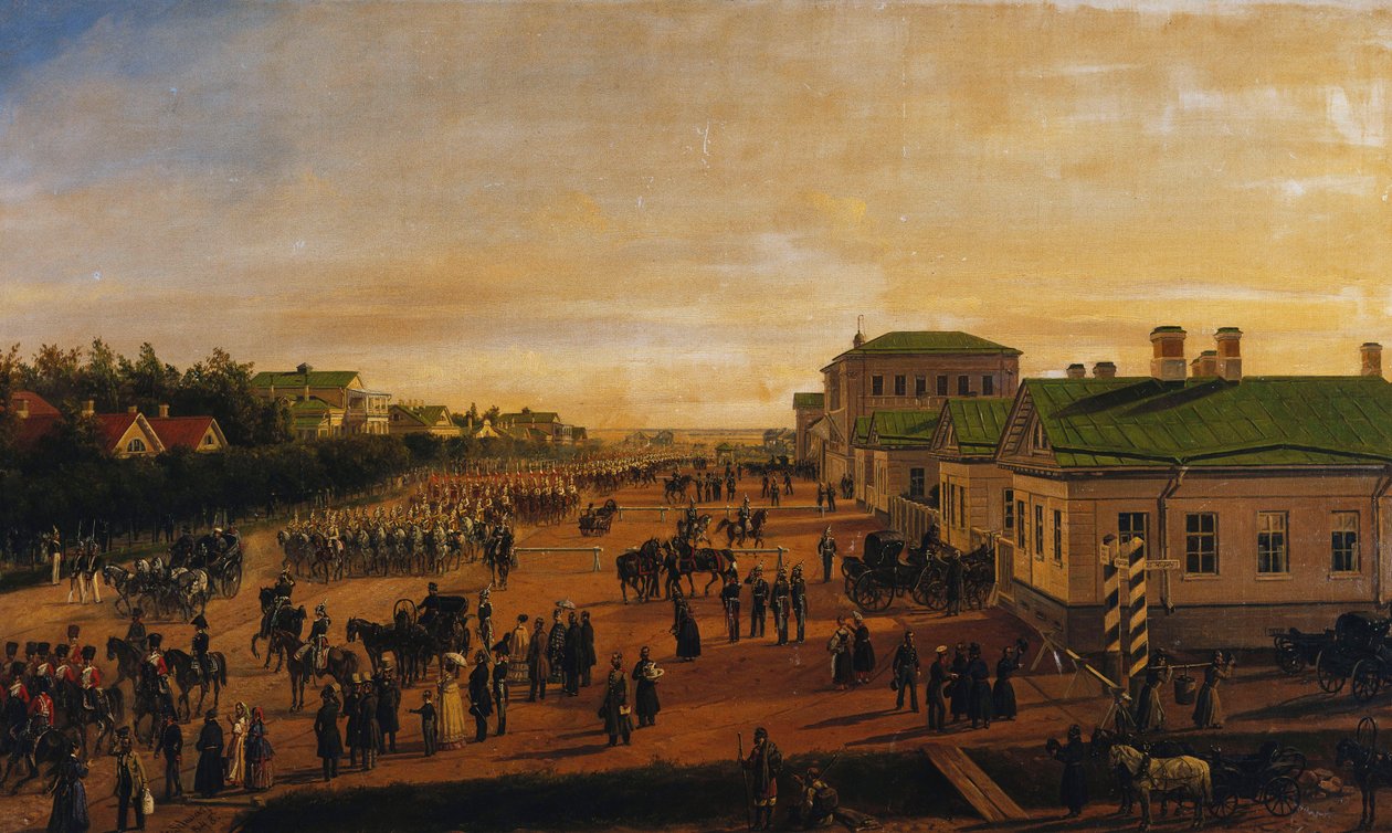 O czar Nicolau retornando de uma parada militar em Krasnoe Selo, 1848 de Gustav Schwarz