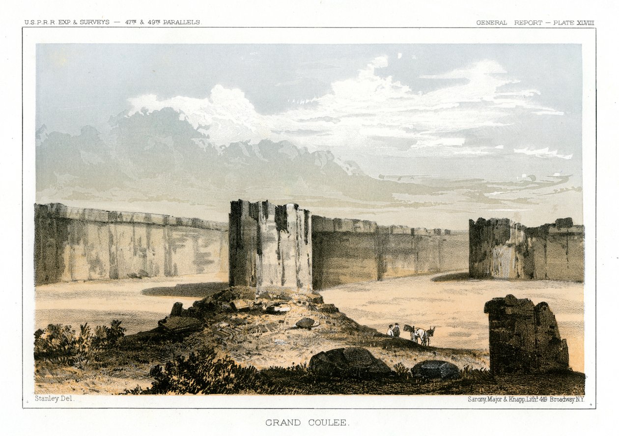 Grand Coulee, Washington, EUA, 1856 de Gustav Sohon