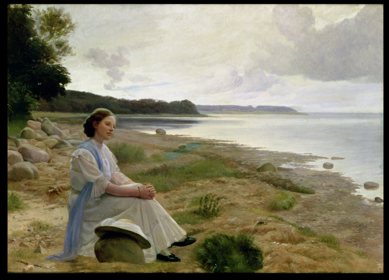 On The Beach (óleo sobre tela) de Gustav Vermehren