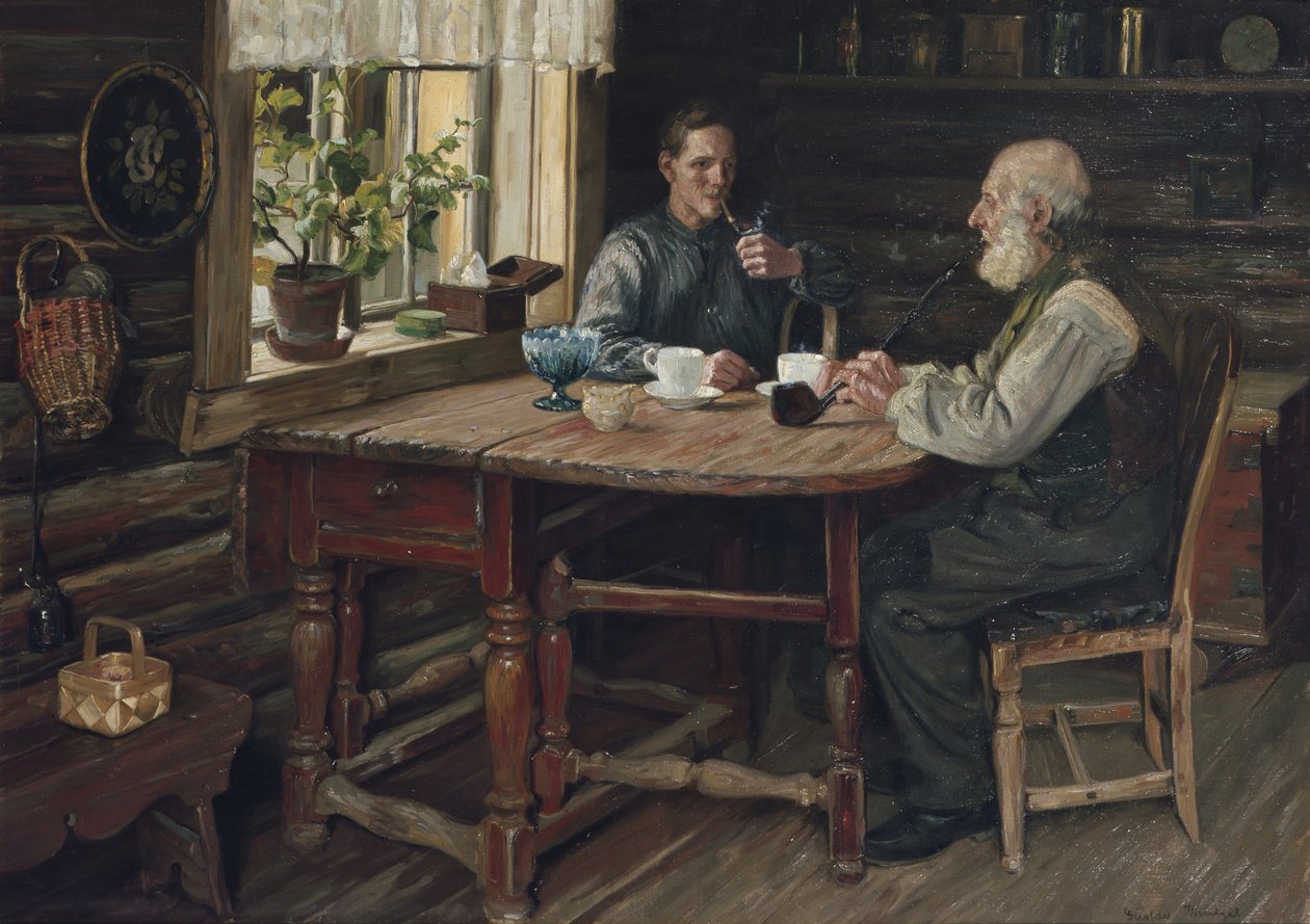 Café de descanso (pausa) 1900 (óleo sobre tela) de Gustav Wentzel