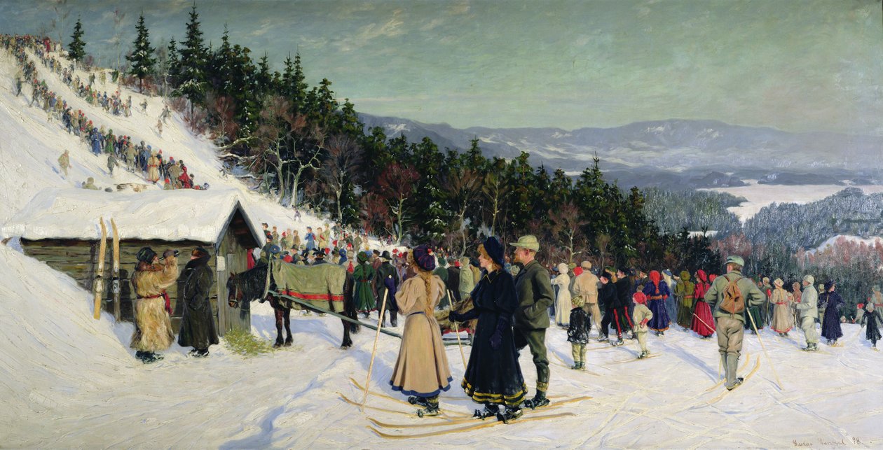 Competição de esqui em Fjelkenhill de Gustav Wentzel