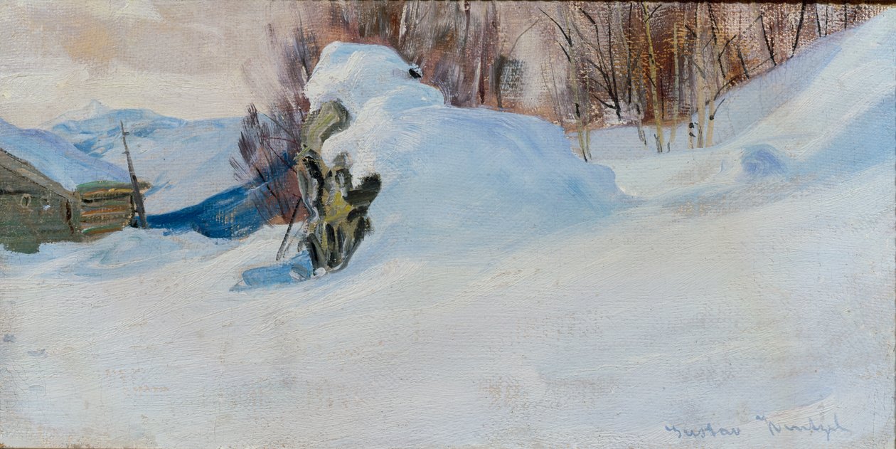 Paisagem de Inverno (óleo sobre tela) de Gustav Wentzel