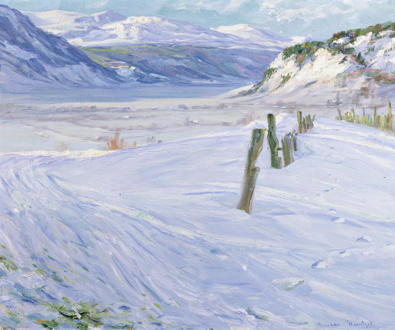 Paisagem de inverno (óleo sobre tela) de Gustav Wentzel