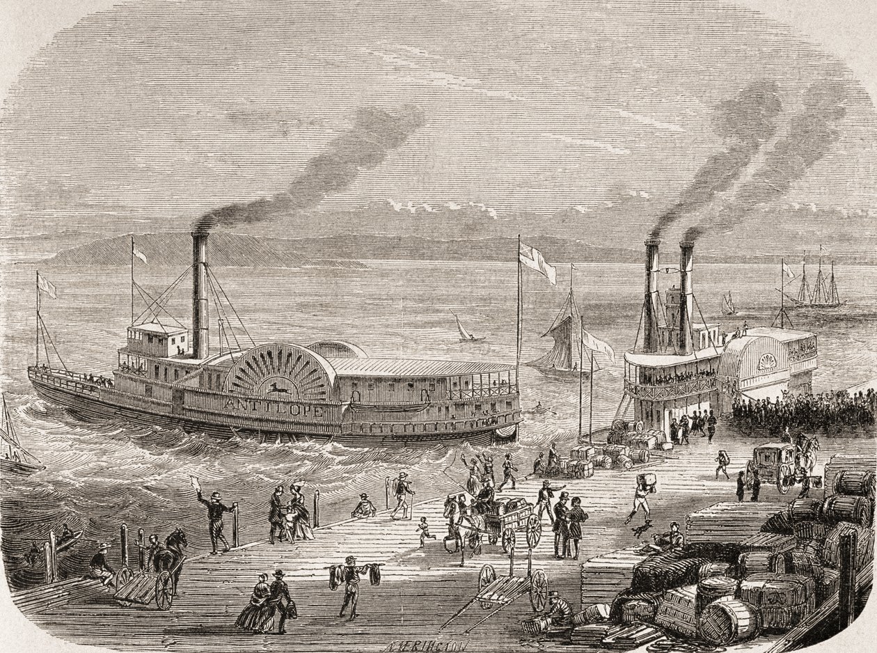 O San Francisco Docks na década de 1860 de Gustave Adolphe Chassevent Bacques