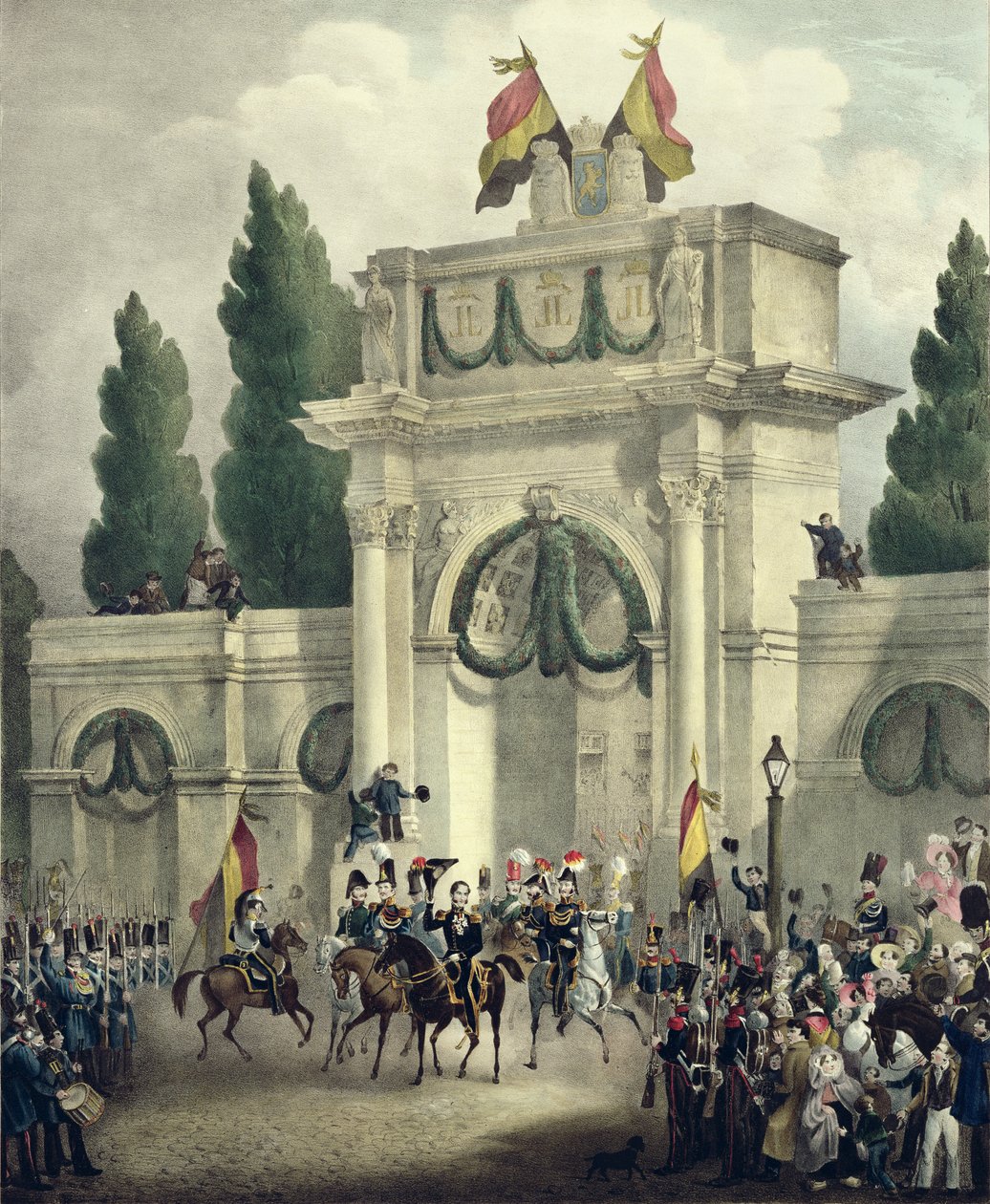 Entrada do Príncipe Leopoldo de Saxe-Cobourg-Gotha (1790-1865) em Bruxelas, em 21 de julho de 1831 de Gustave Adolphe Simoneau