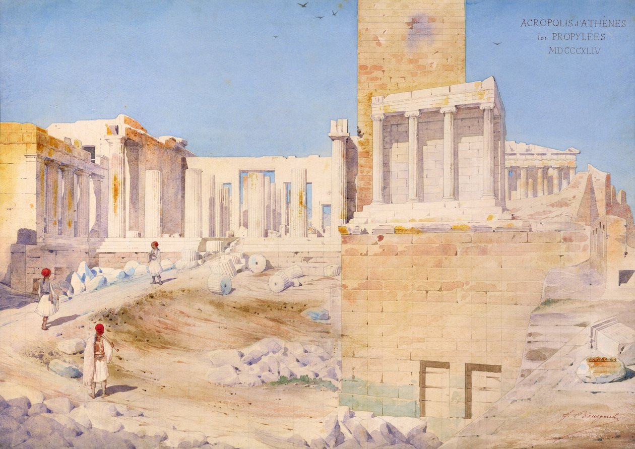 A Acrópole em Atenas, 1844 de Gustave Bougerel