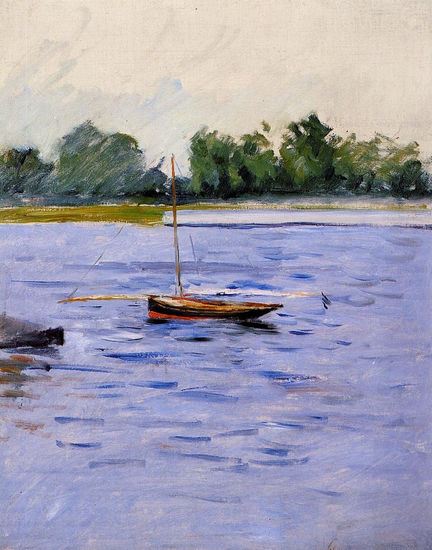 Barco ancorado no rio Sena de Gustave Caillebotte