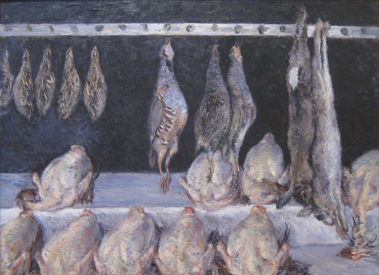 Exibição de galinhas e aves de caça de Gustave Caillebotte