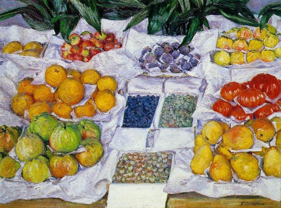 Frutas em um display de Gustave Caillebotte