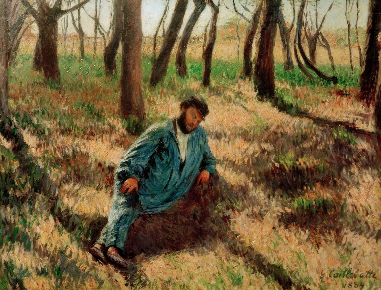 Padre Magloire deitado em uma madeira de Gustave Caillebotte