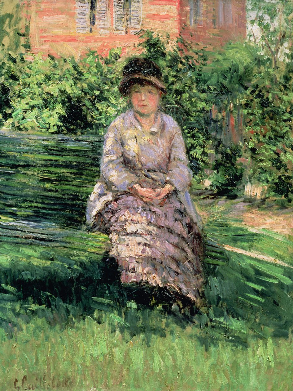 Madame Renoir (1860-1915) no jardim de Petit-Gennevilliers, c.1891 de Gustave Caillebotte