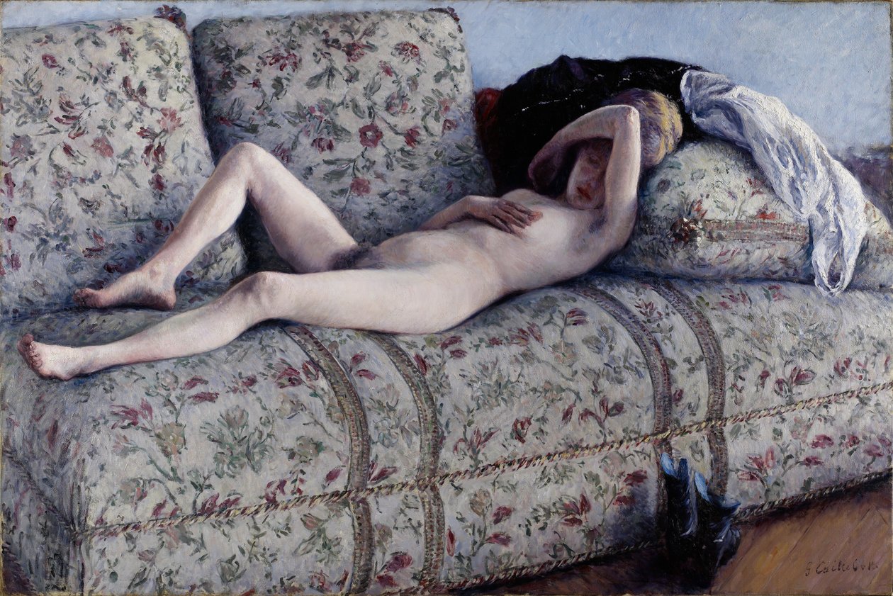 Nu em um sofá, c.1880 de Gustave Caillebotte