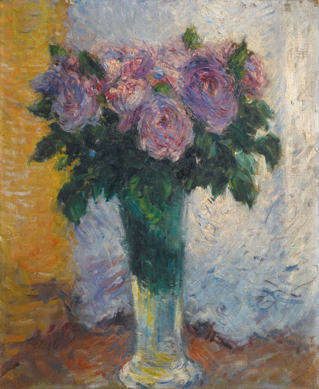 Rosas em um vaso de Gustave Caillebotte