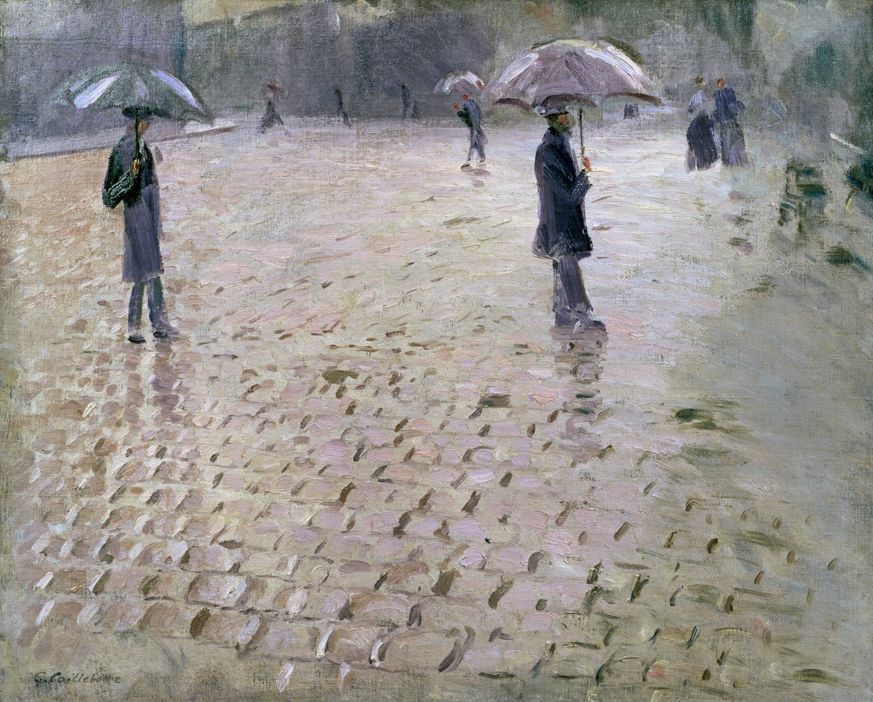 Estudo para uma rua de Paris, dia chuvoso, 1877 de Gustave Caillebotte