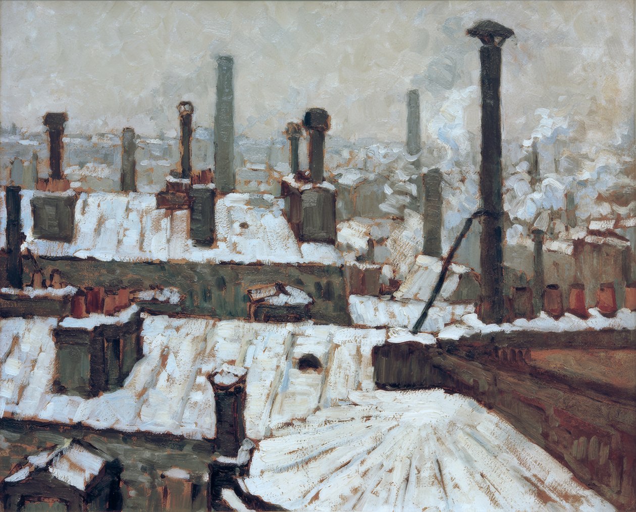 Telhados cobertos de neve de Gustave Caillebotte