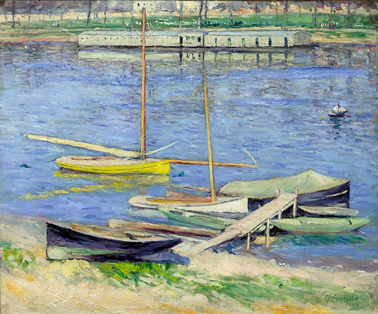 Veleiros no Mouillage no rio Sena, em Argenteuil (Berhaut 272) de Gustave Caillebotte