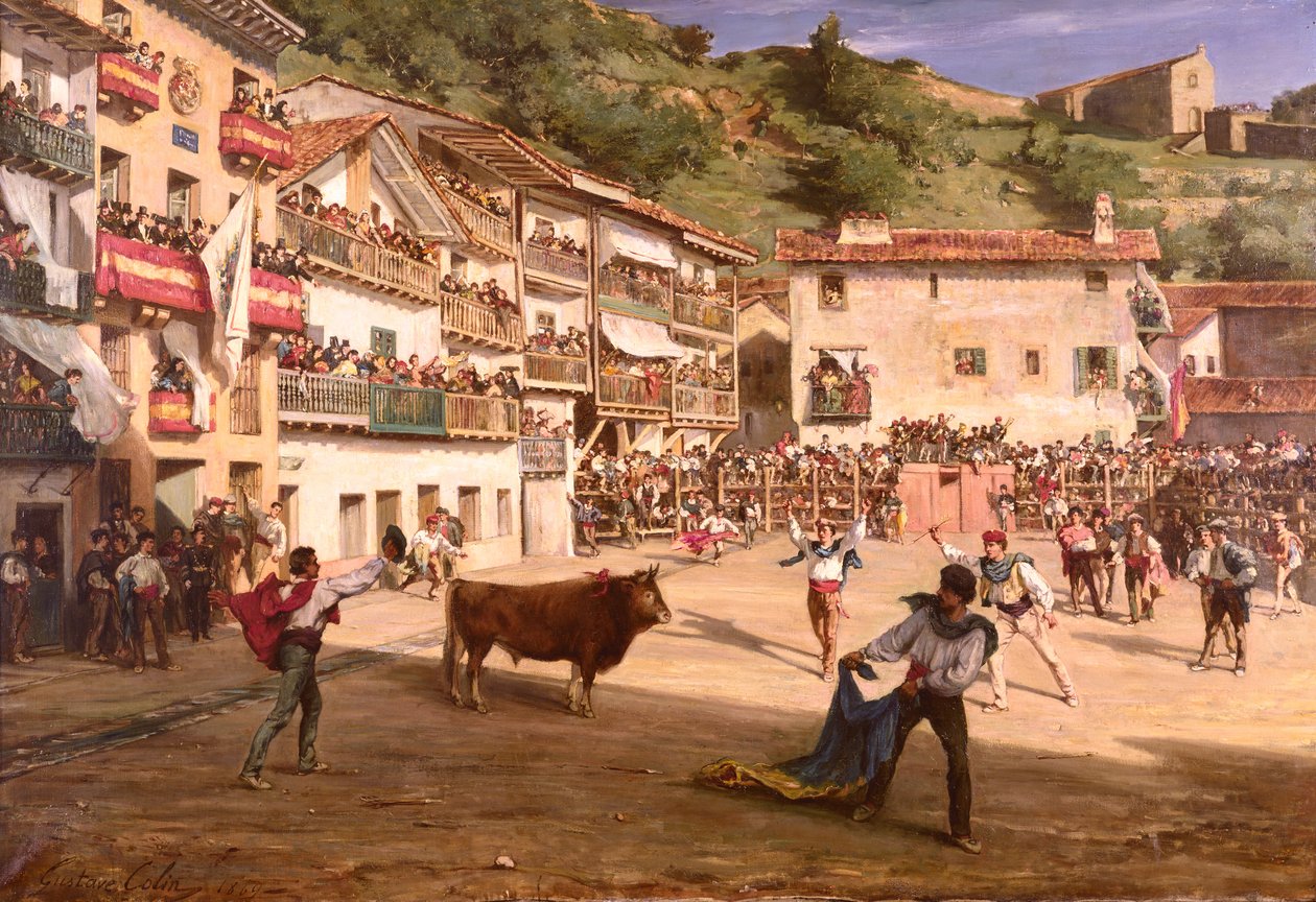 Luta de Treinamento em Biscaia, 1869 de Gustave Colin