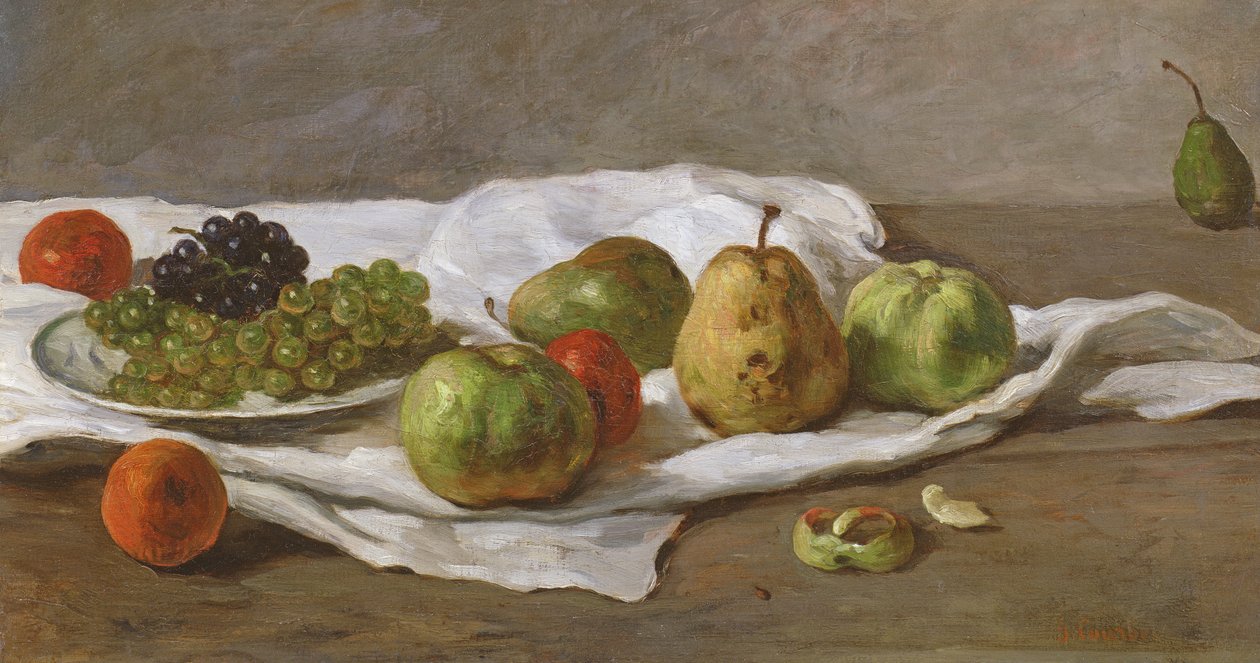 Maçãs, peras e uvas de Gustave Courbet
