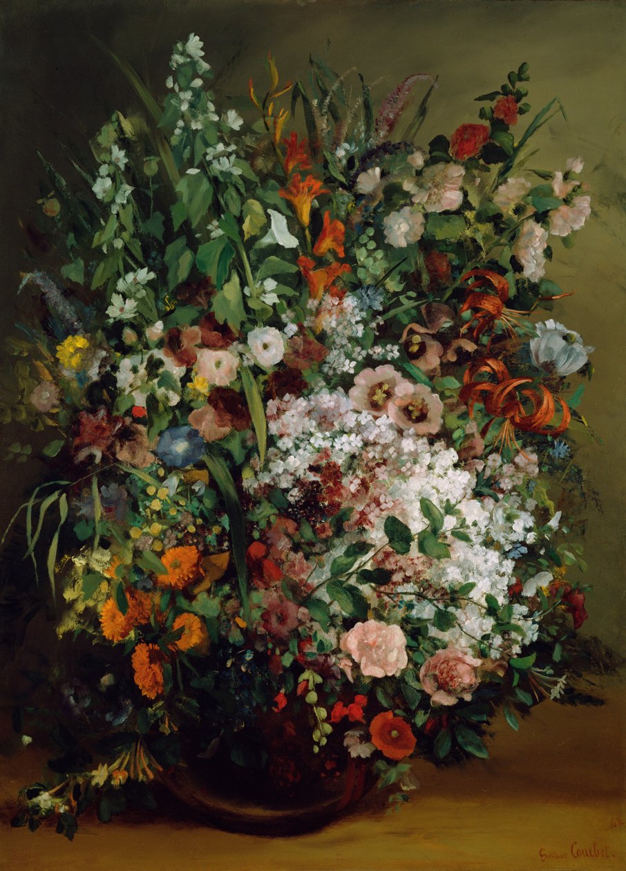 Buquê de flores em um vaso de Gustave Courbet