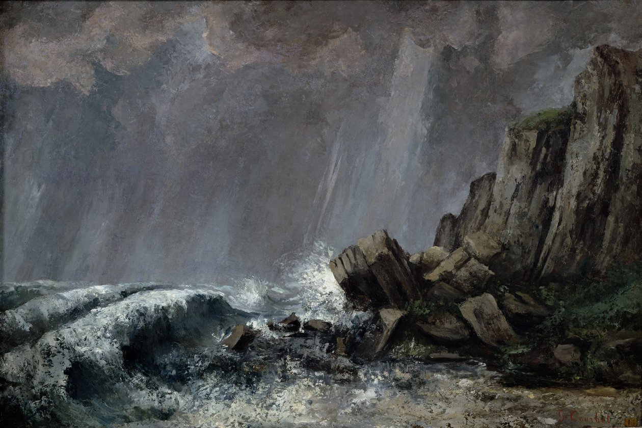 Chuva torrencial em Etretat de Gustave Courbet