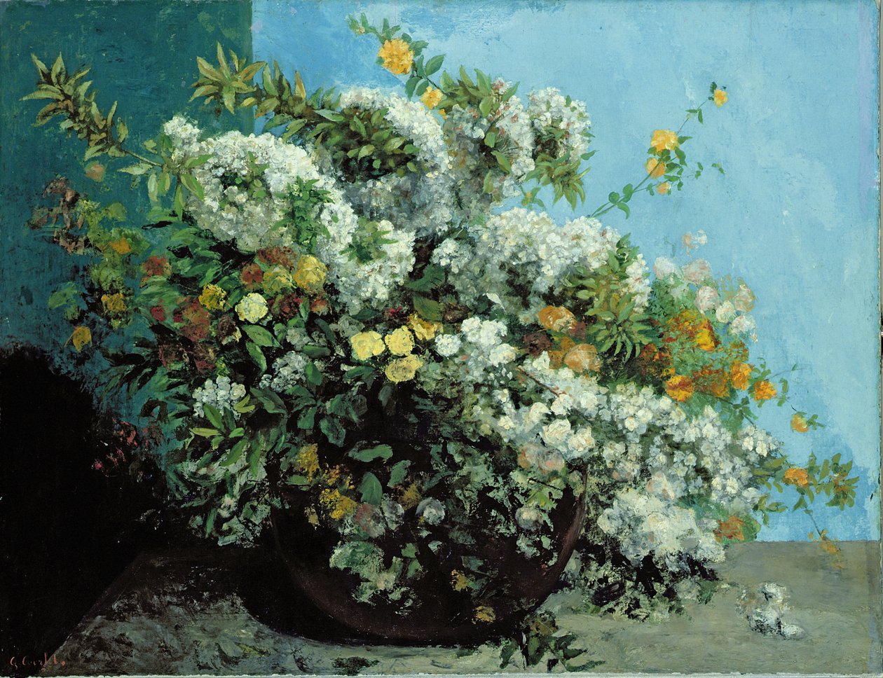 Ramos de flores e flores, 1855 de Gustave Courbet