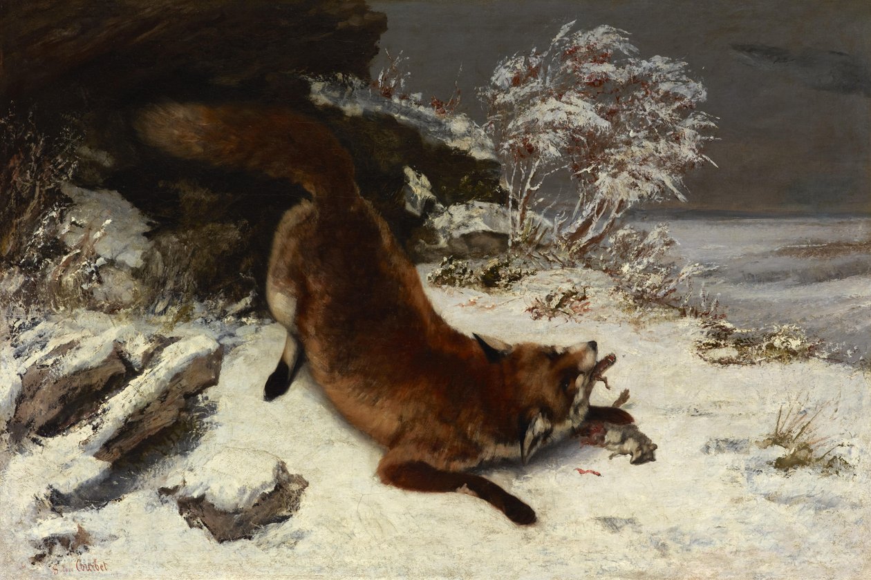 Raposa na neve de Gustave Courbet