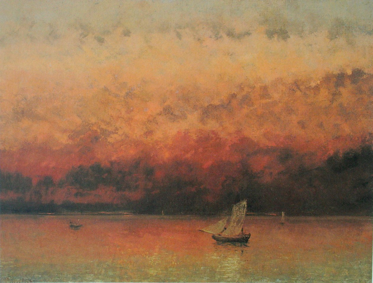 Lago de Genebra ao pôr do sol de Gustave Courbet