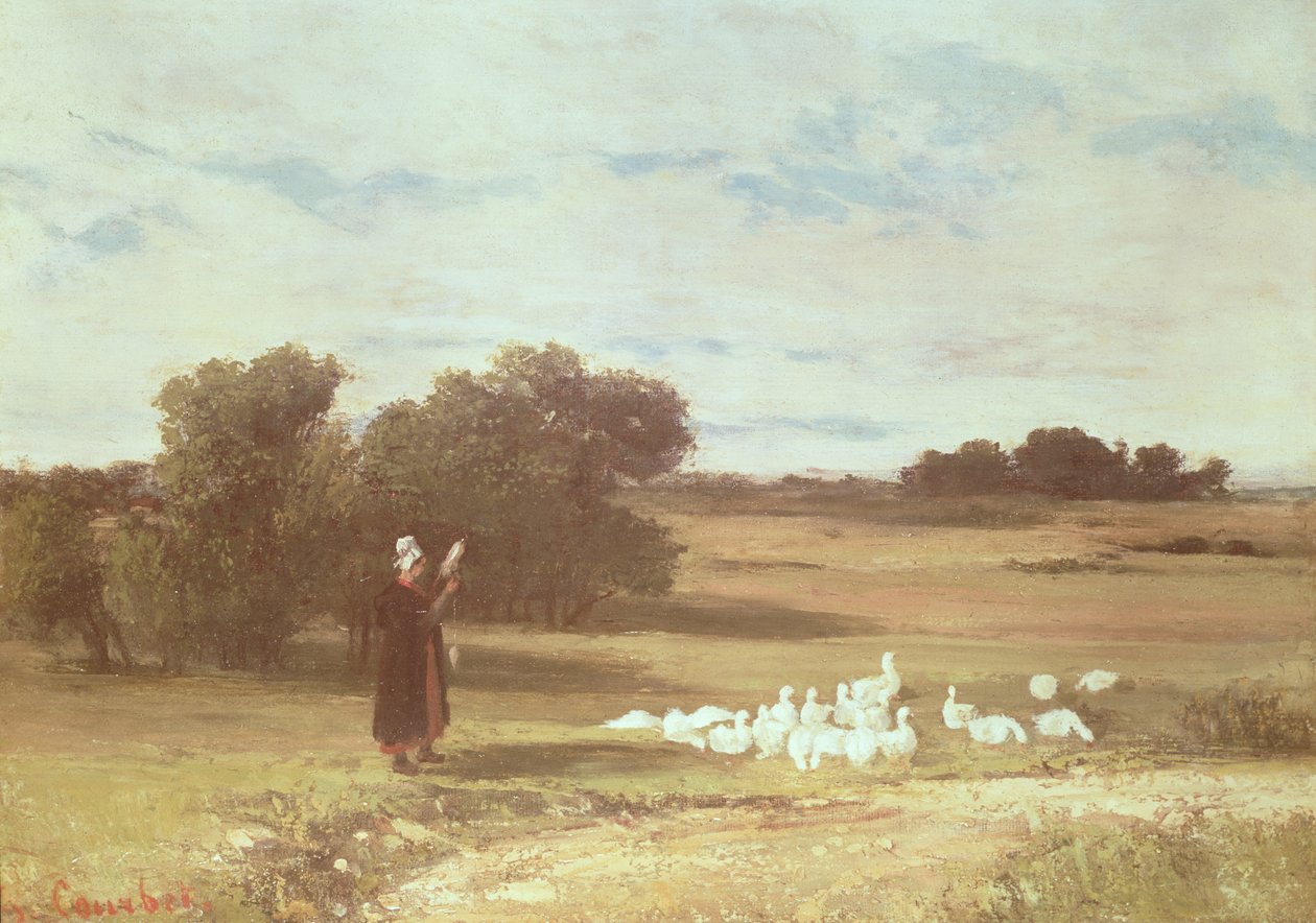 Menina com gansos de Gustave Courbet