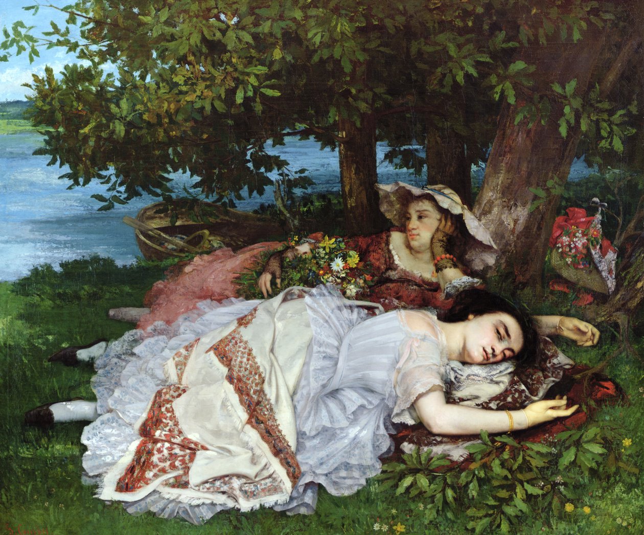 Meninas nas margens do Sena, 1856-57 de Gustave Courbet