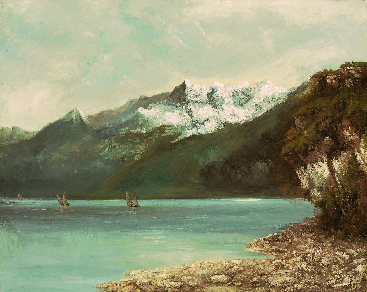 Lago Genebra e os Dents du Midi, 1877 de Gustave Courbet
