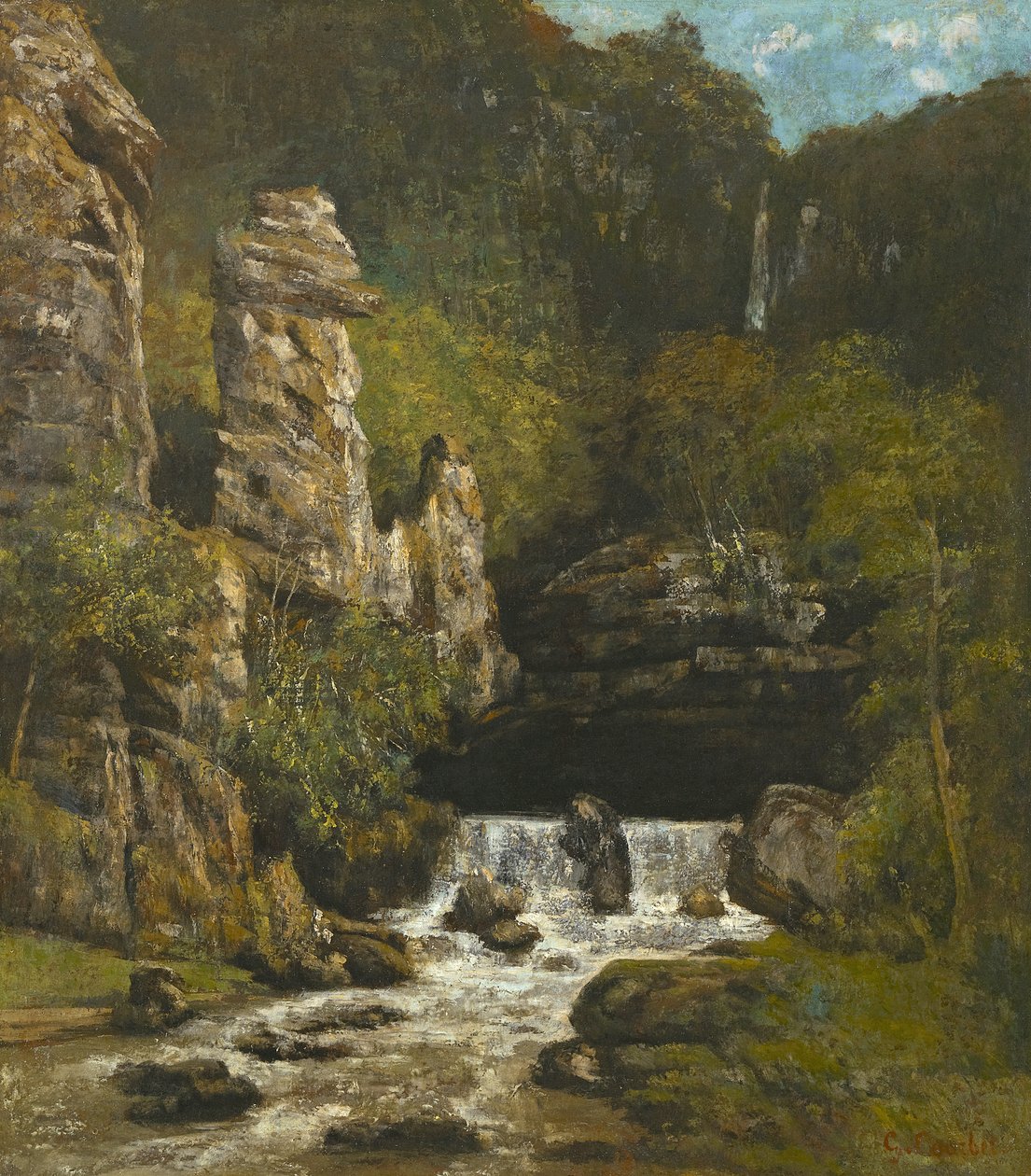 Paisagem com Cachoeira, c.1865 de Gustave Courbet