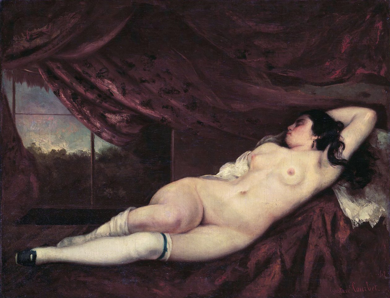 Mulher reclinada nua de Gustave Courbet