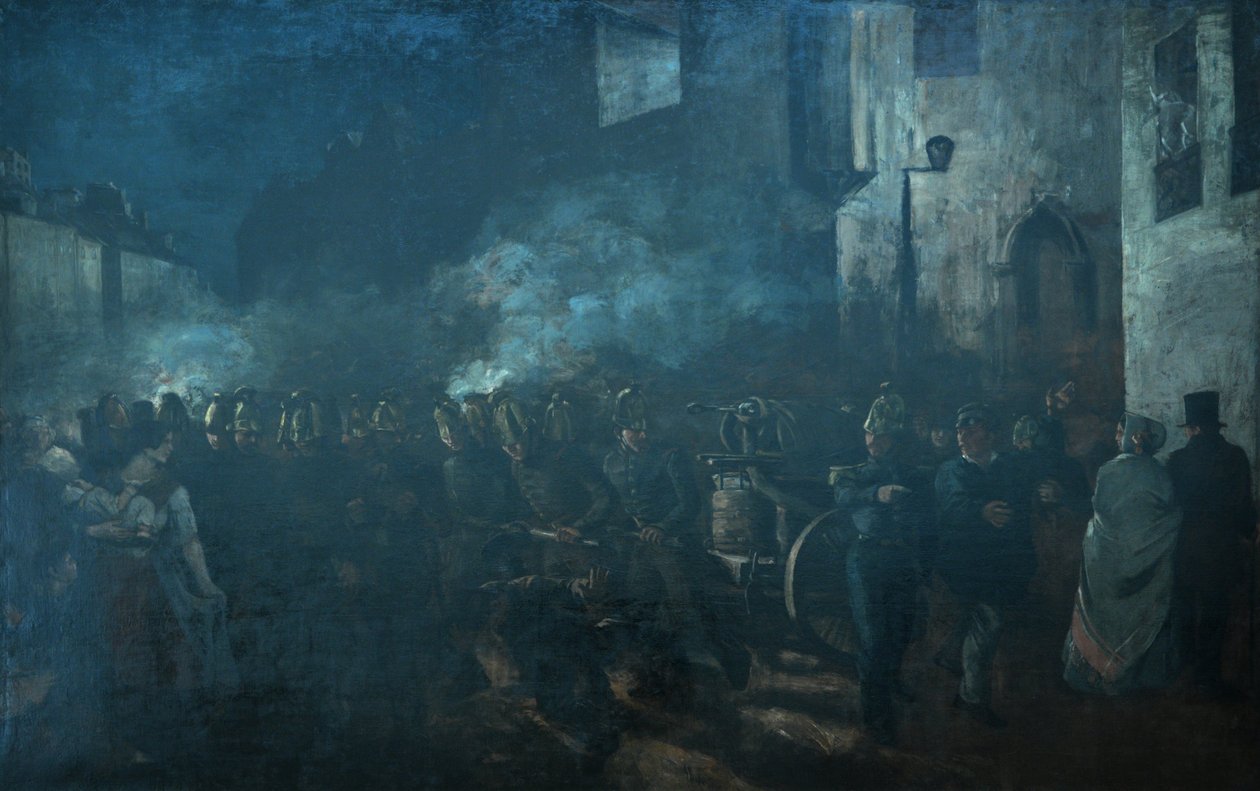 Bombeiros correndo em um incêndio de Gustave Courbet