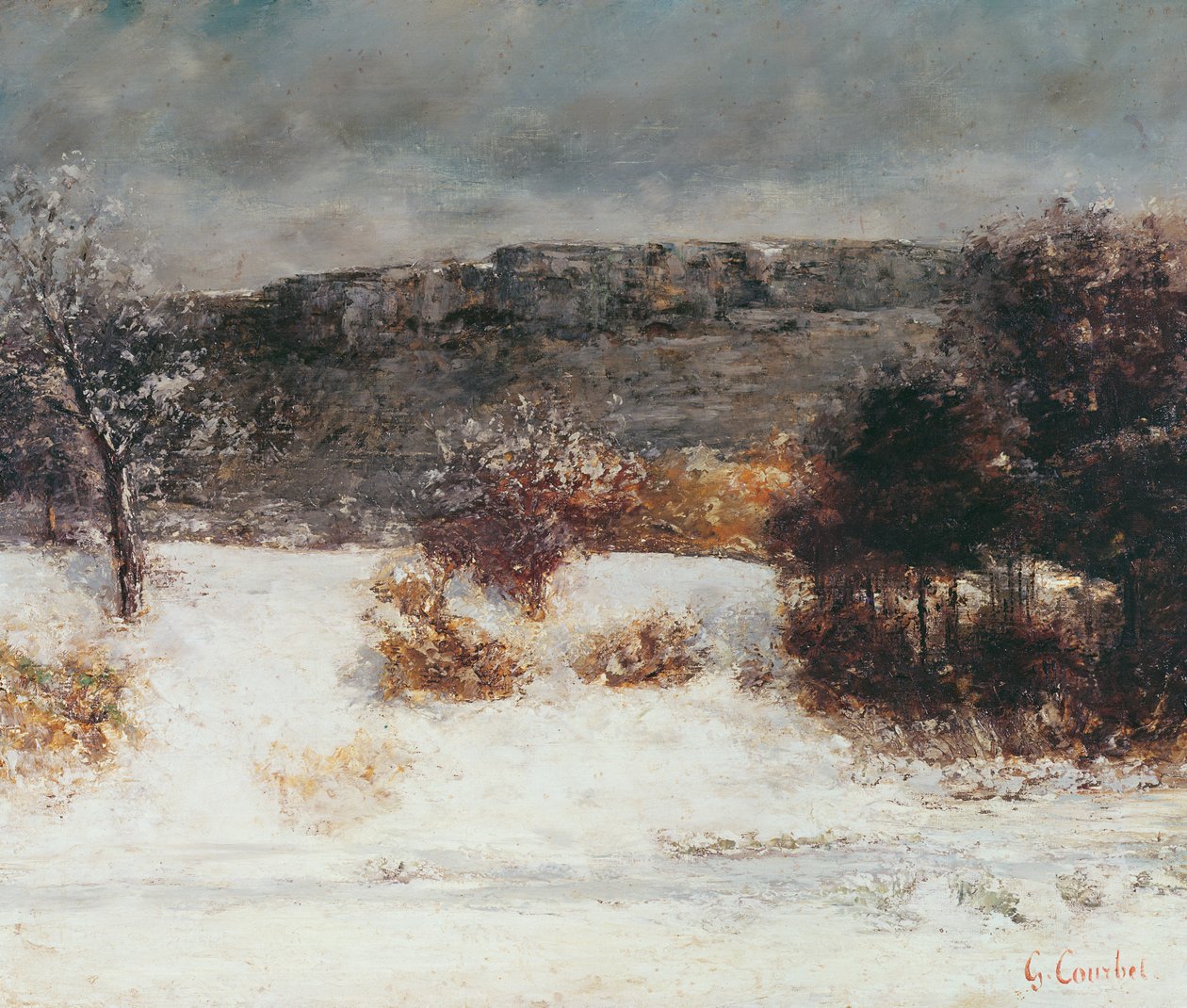 Paisagem de neve (Vale do Loue), c.1876 de Gustave Courbet