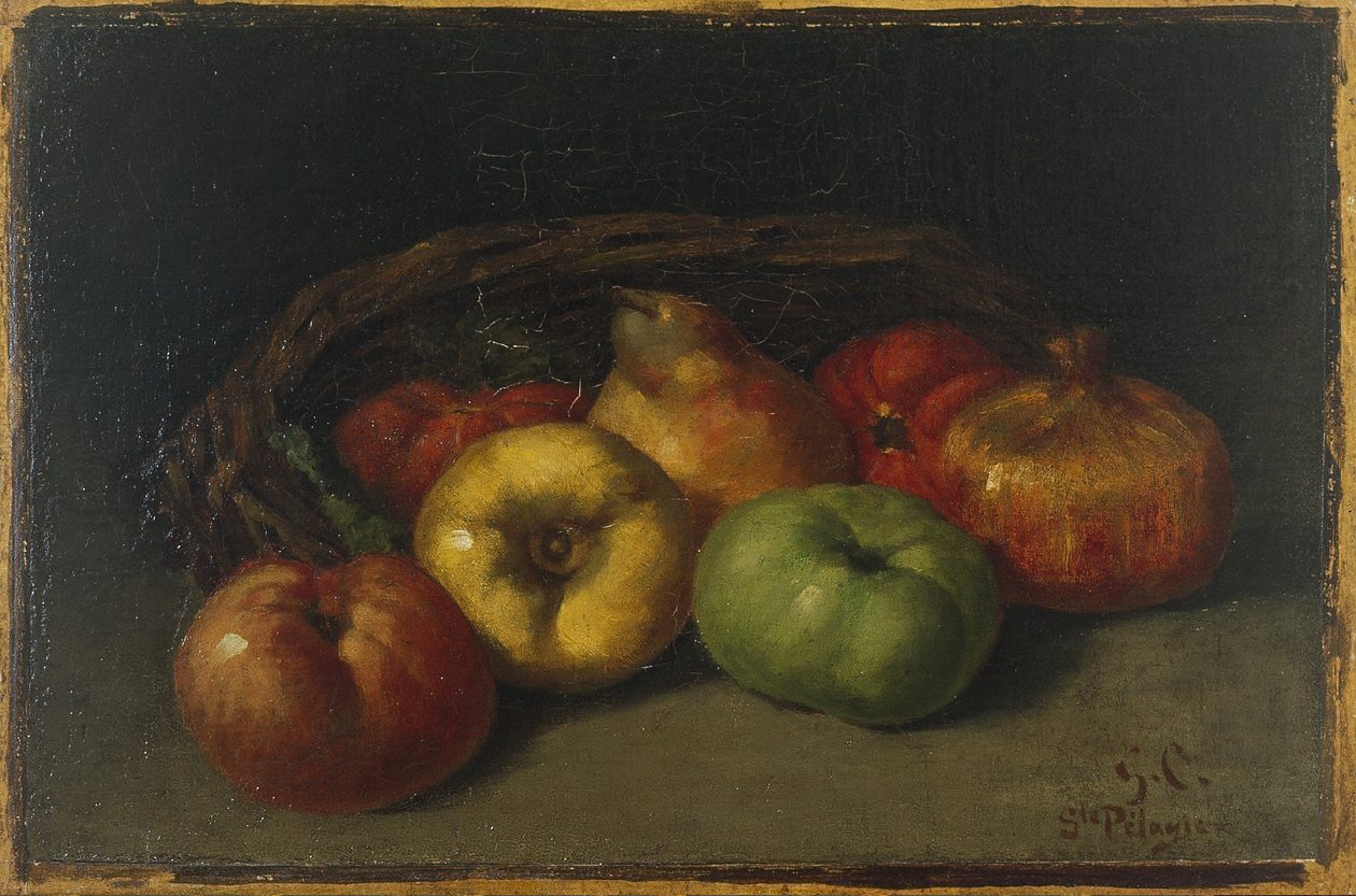 Ainda vida com maçãs, pêra e romãs de Gustave Courbet