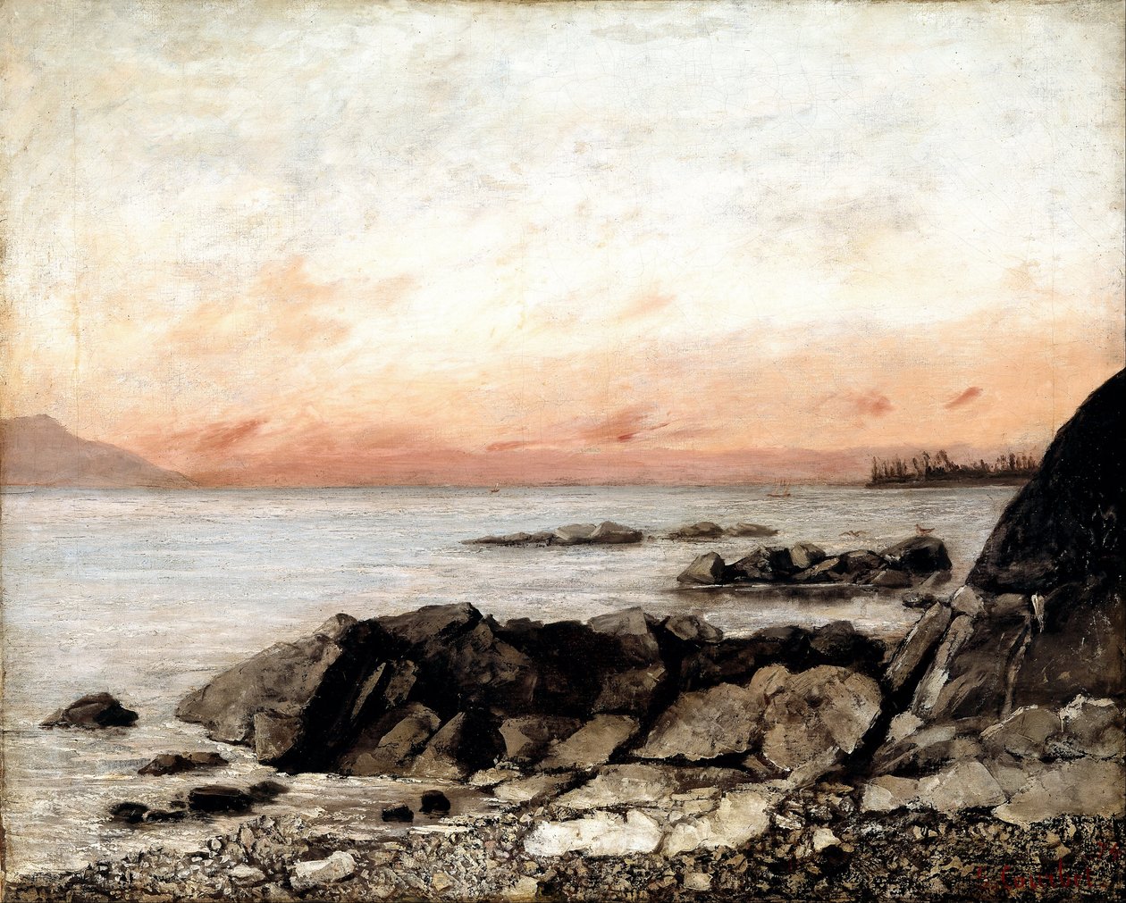 Pôr do sol, vevey, suíça de Gustave Courbet