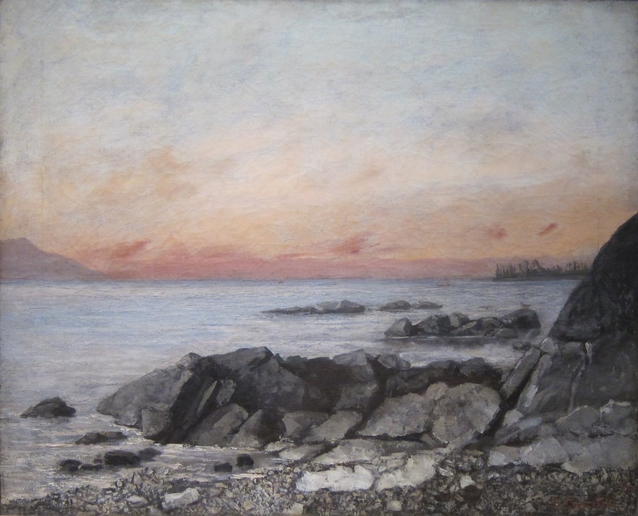 Pôr do sol, vevey, suíça de Gustave Courbet