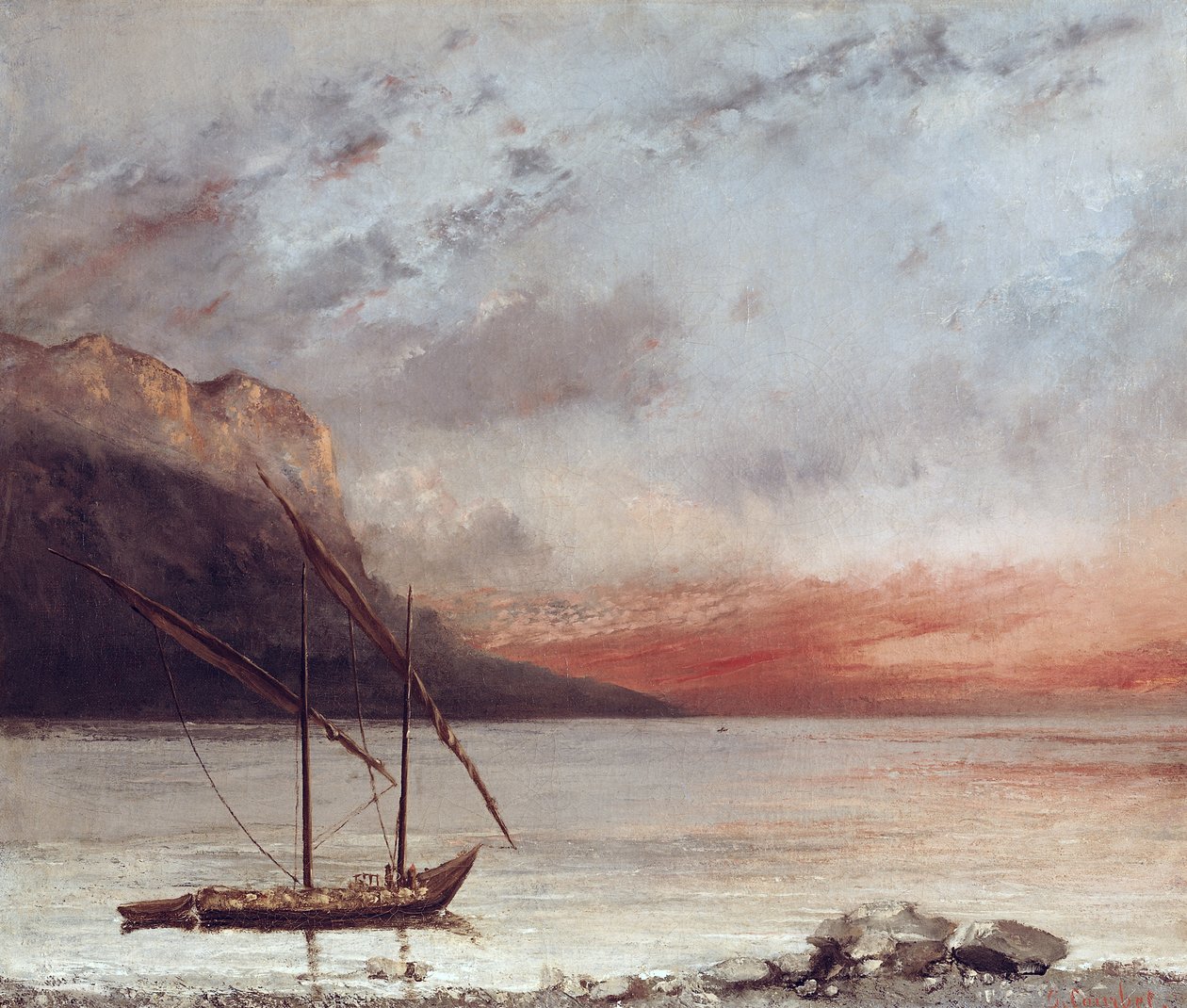 Pôr do sol sobre o lago Leman, 1874 de Gustave Courbet