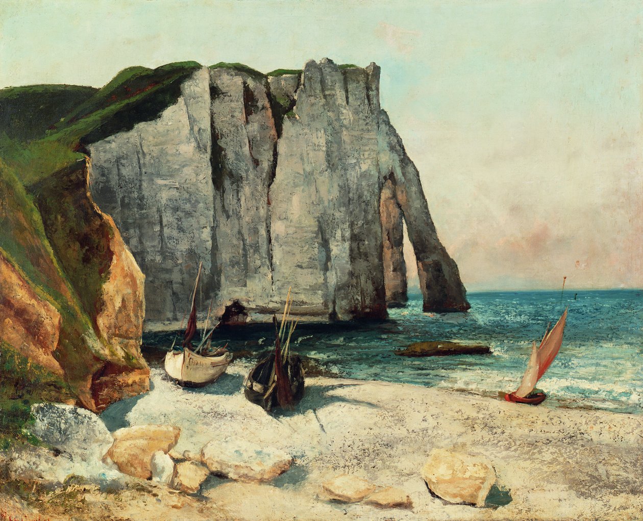 Os penhascos de Etretat, o porto de Avale, 1869 de Gustave Courbet
